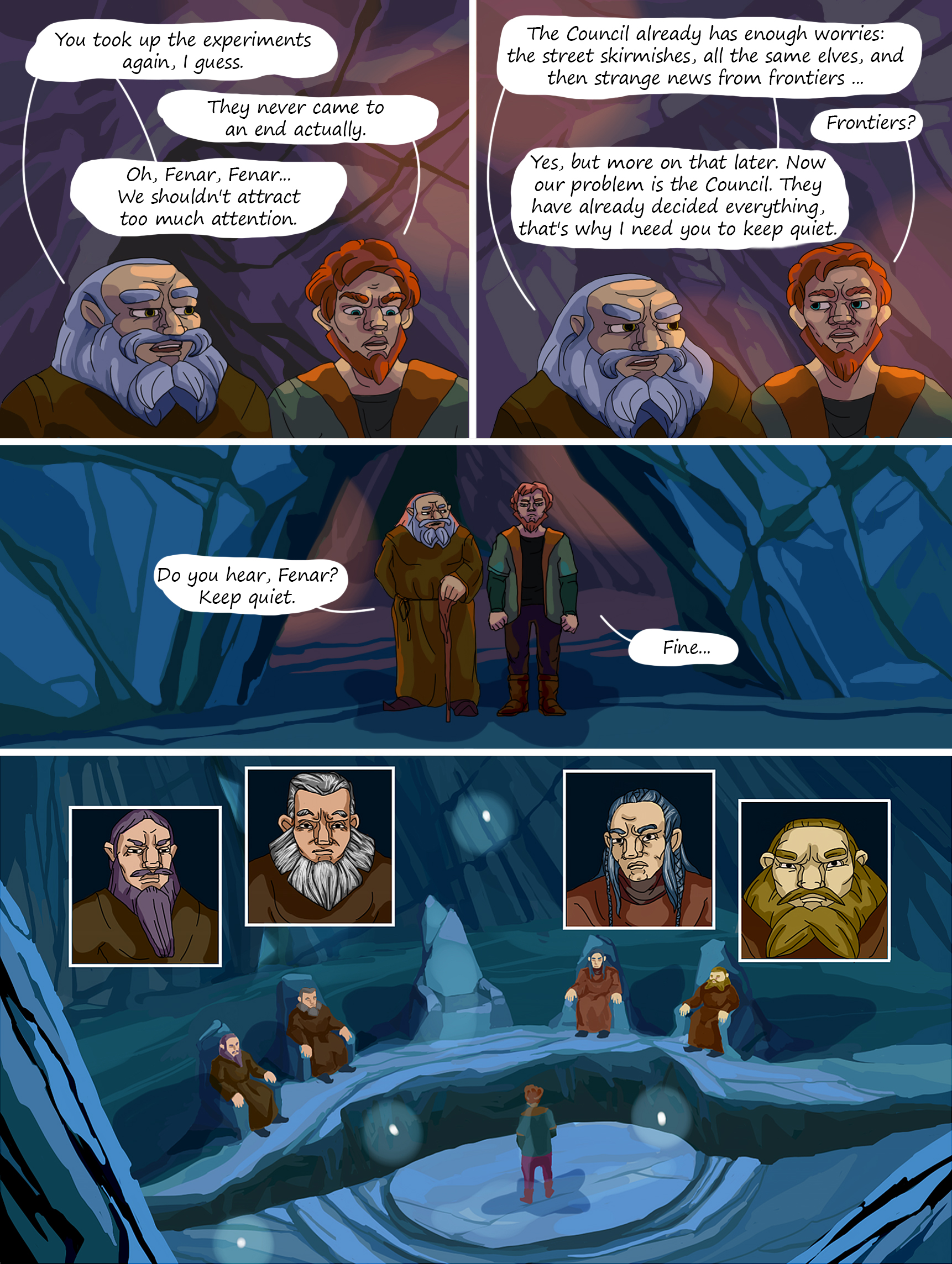 The dwarf Fenar receives final instructions from his former mentor before the trial. The Council's decision will determine his fate. The meeting with the mentor before the trial holds great significance, but what will the Council say?